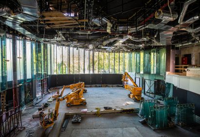 Glass walls around the museum of music