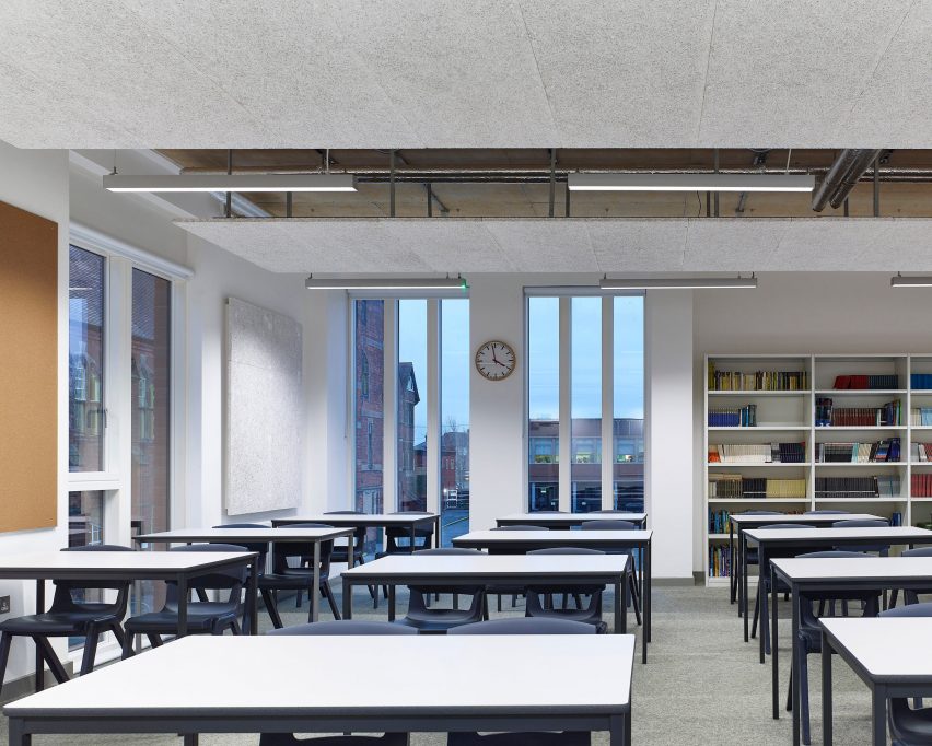 Classrooms with windows looking to victorian structures