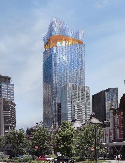 A visual of a the supertall Torch Tower skyscraper in Tokyo