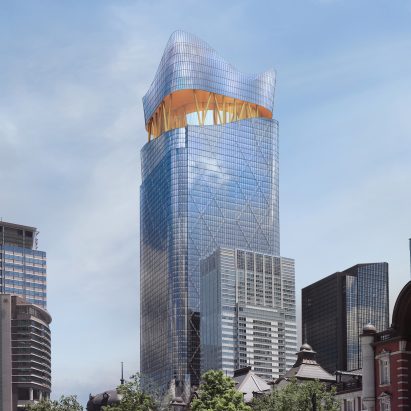 A visual of a the supertall Torch Tower skyscraper in Tokyo