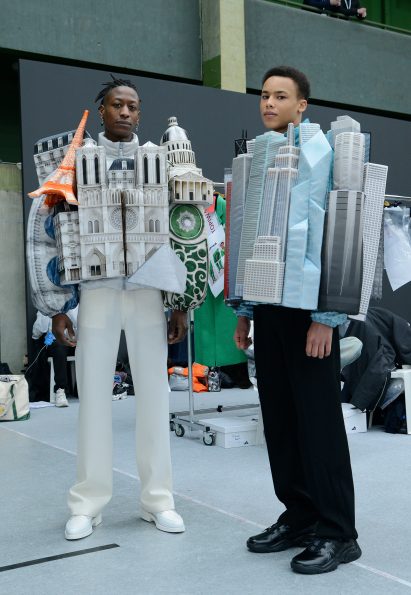 Paris and skyscraper architecture puffer jackets