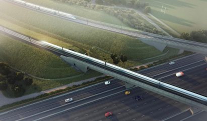 A visual of railway viaducts spanning a motorway in Warwickshire