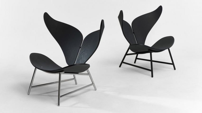 Two hardware finish versions of the chair