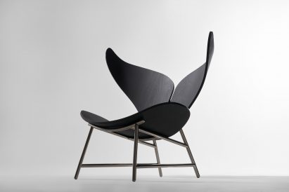 View of chair from below showing hardware