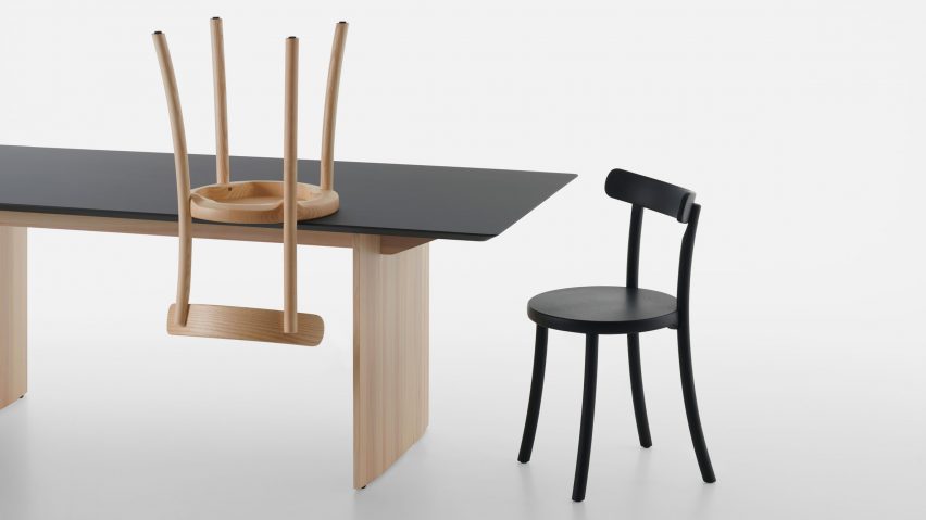 Zampa chair in black and wood by Jasper Morrison for Mattiazzi