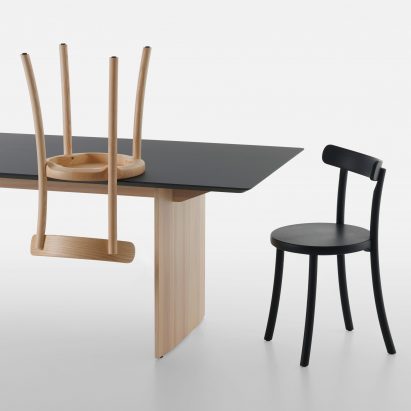 Zampa chair in black and wood by Jasper Morrison for Mattiazzi