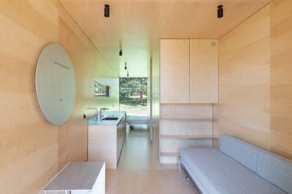 Plywood interior of 019 Cabin by ŠA Atelier and Piritas