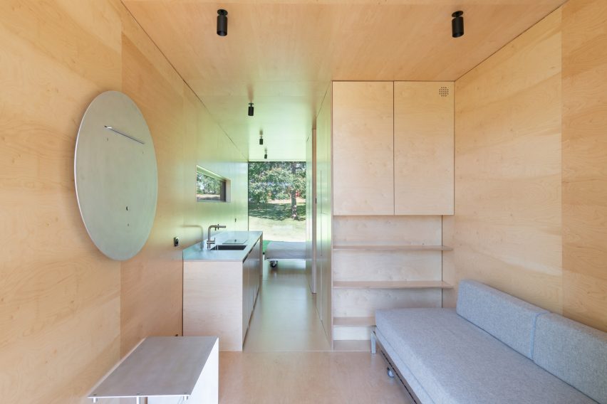 Plywood interior of 019 Cabin by ŠA Atelier and Piritas