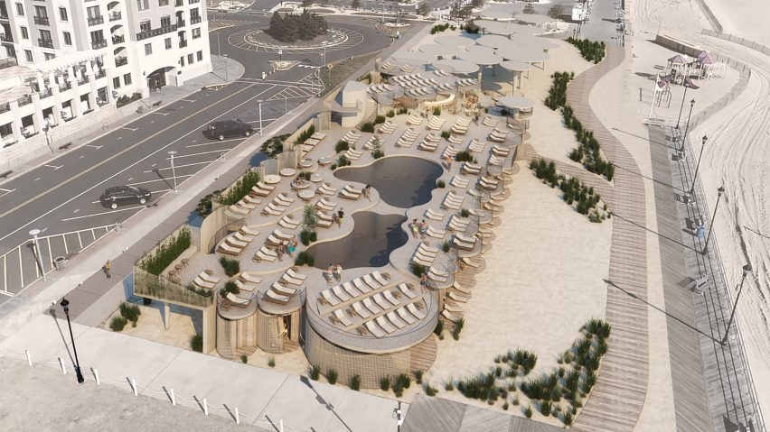 An aerial view of the development