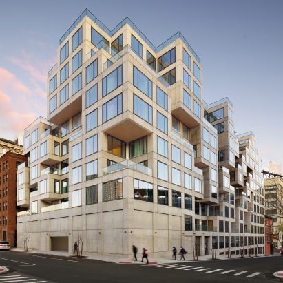 A streetview of the minimalist concrete structured 98 Front Street