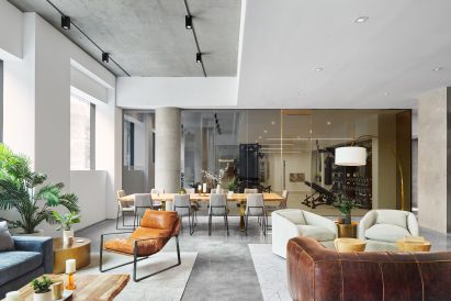 Lobby and gym of 98 Front by ODA
