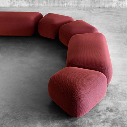 Backless seating modules arranged into a sofa