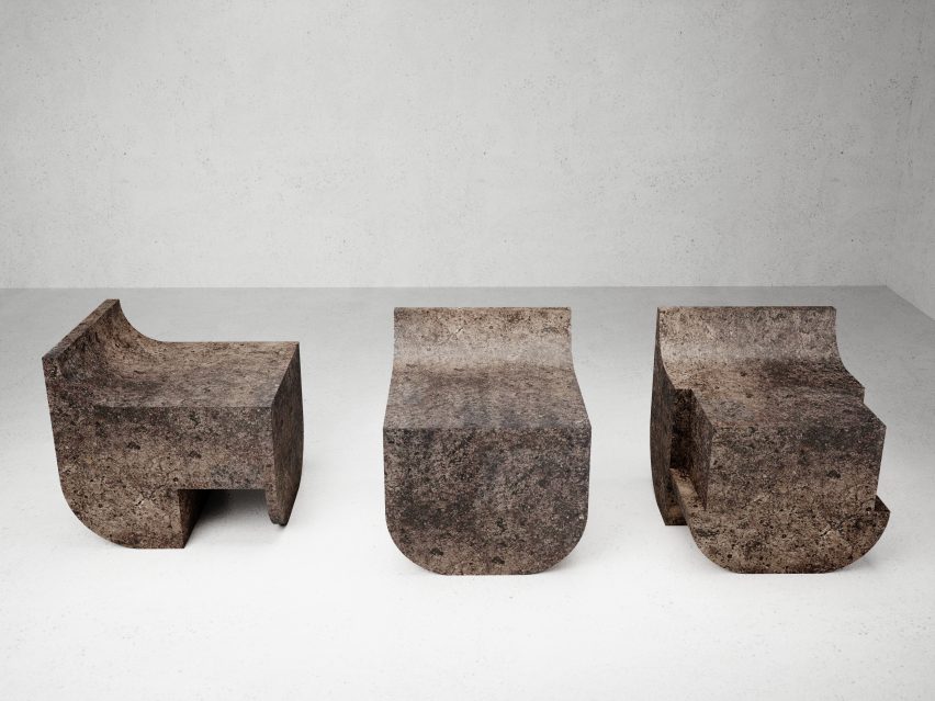 Ensemble of 3 Mono Block Chairs by Isac Elam Kaid