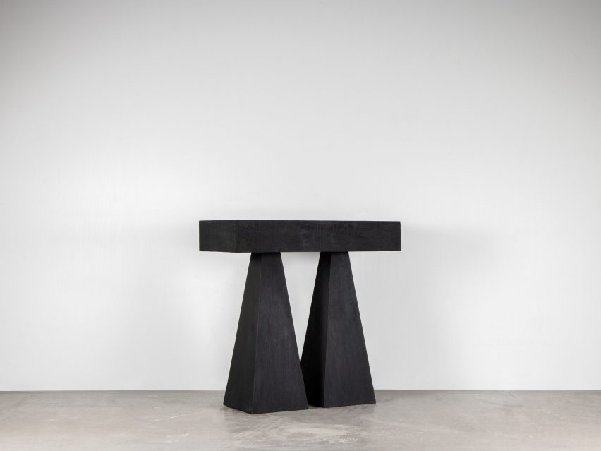 Torn high console table by Lucas Morten