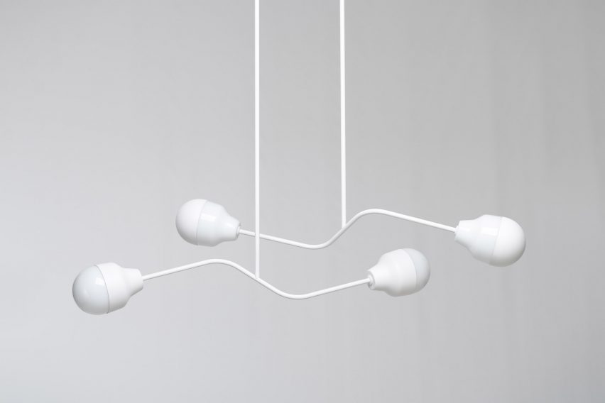 A white-steel Ambiguo type-05 chandelier by Saarepera & Mae