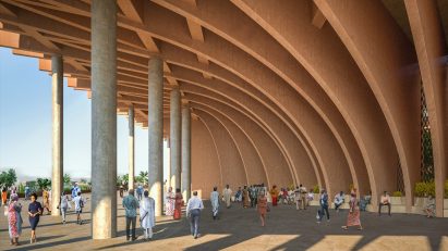 A shaded plaza at Benin parliament