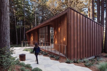 Corten pavilion at alternative cemetery