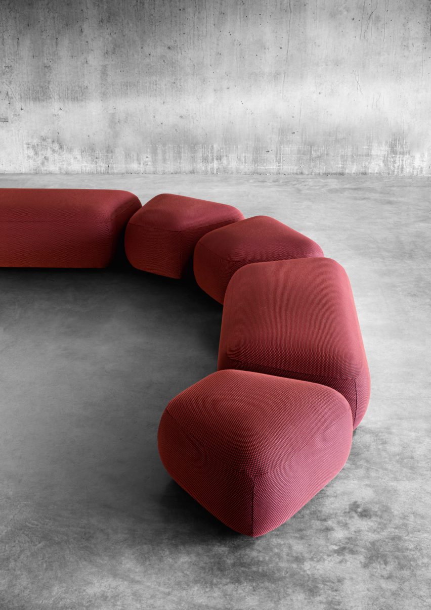 Backless modules from the Botera collection in a deep reddish pink