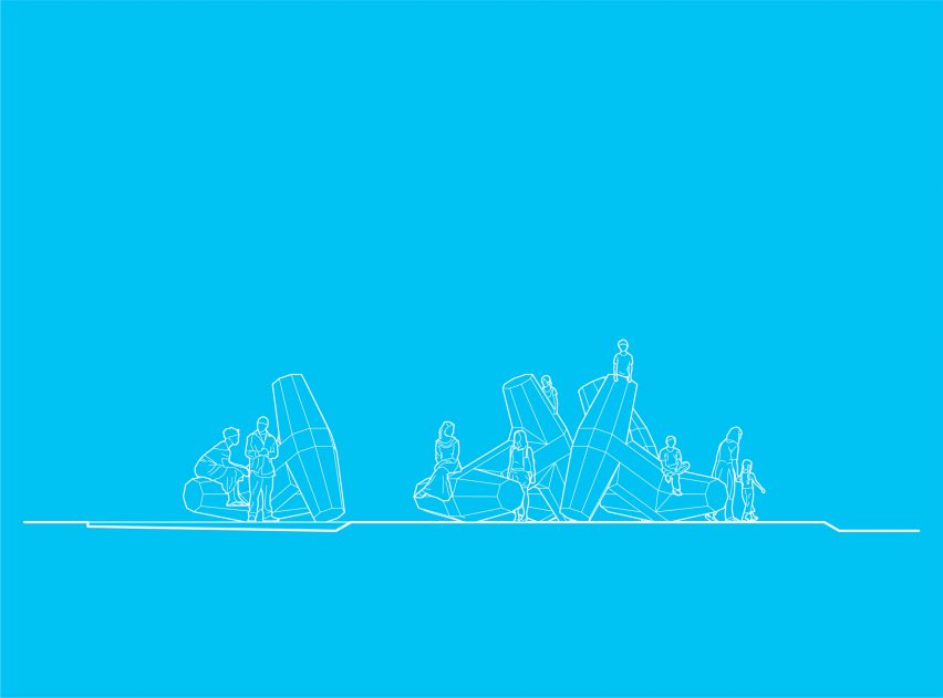 A drawn plan of the playground/sculpture