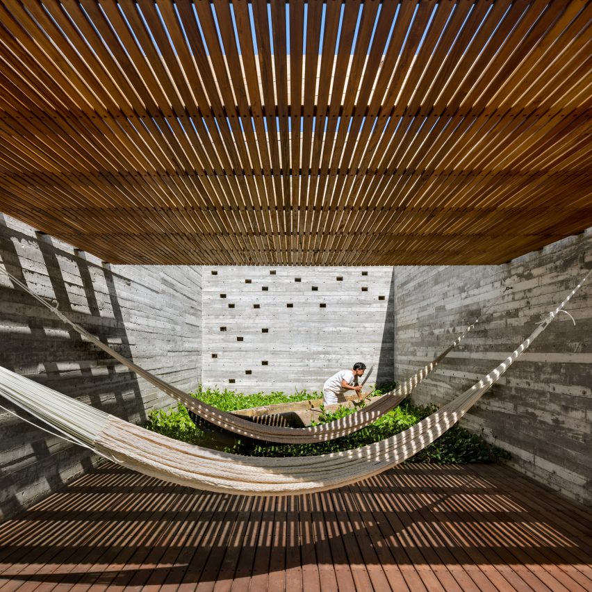 Underneath a shady cabana