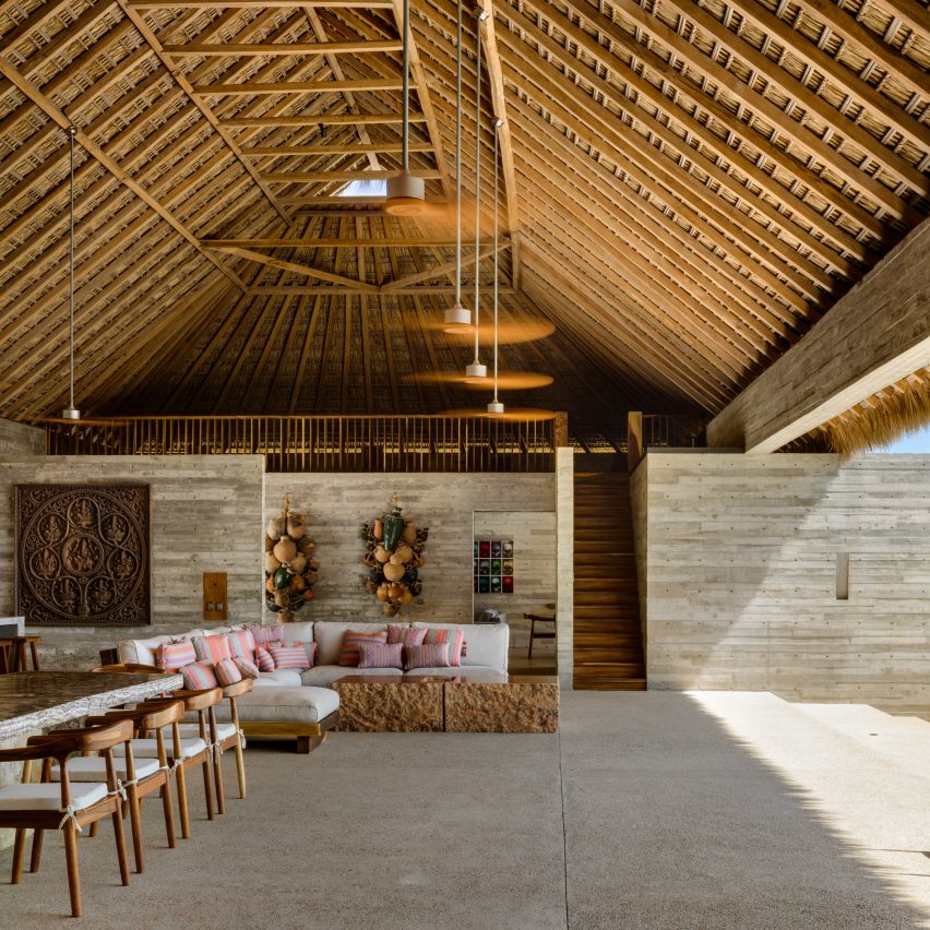 A dining and living area are connected
