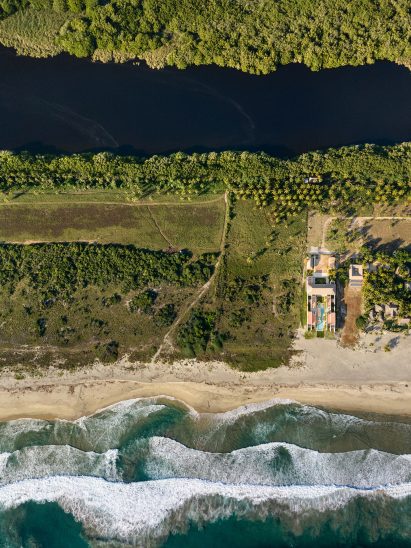 An aerial view of Casa Cova's setting