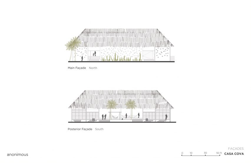 Casa Cova north and south facade plans