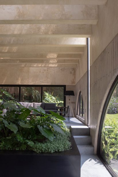 Arched windows of house in Mexico