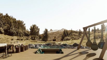 Rendering of a terrace in Patagonia