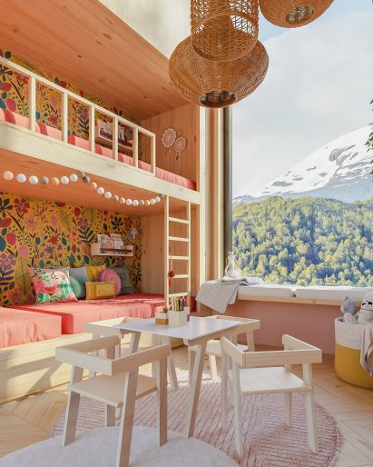 Renderings of a children's bedroom for exhibition Casa NaToca