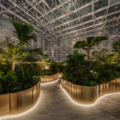 Illuminated planters in the Citibank Singapore Wealth Hub by Ministry of Design