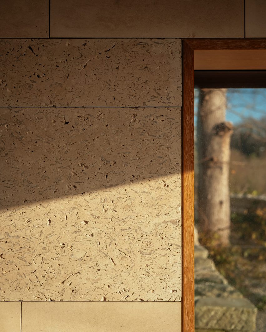 Stone walls and wood framed windows