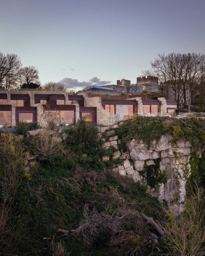 The lodges are set within rocky terrain