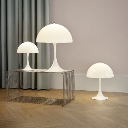 The Panthella collection in opal white