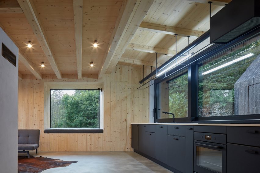 Wood-clad kitchen