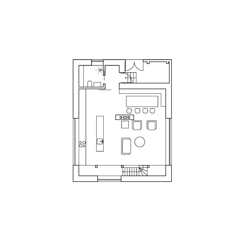 Ground floor plan of Cottage Pod Bukovou by Mjölk architekti