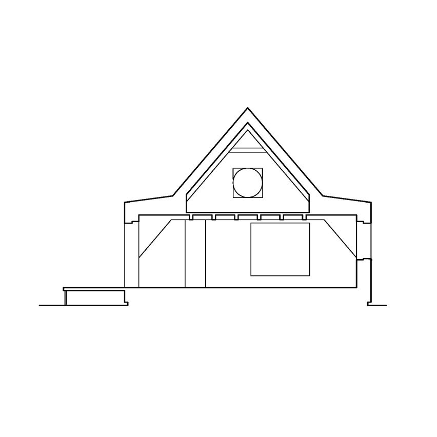 Section of Cottage Pod Bukovou by Mjölk architekti