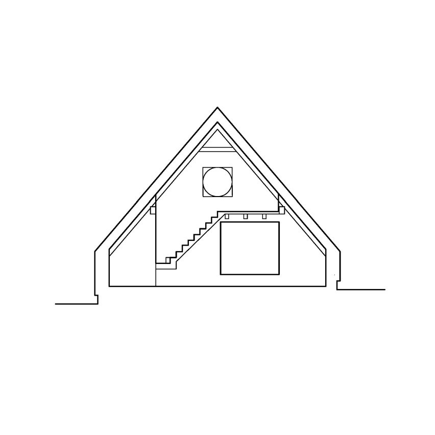 Section of Cottage Pod Bukovou by Mjölk architekti
