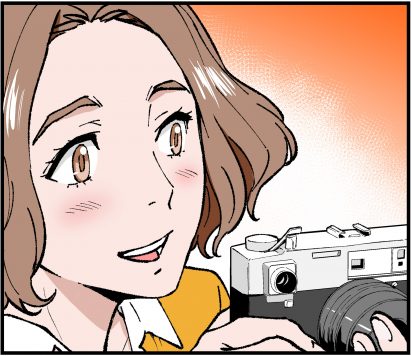 Manga illustration of young Denise Scott Brown