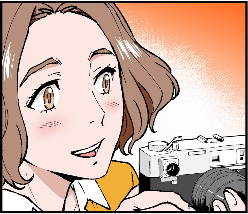 Manga illustration of young Denise Scott Brown