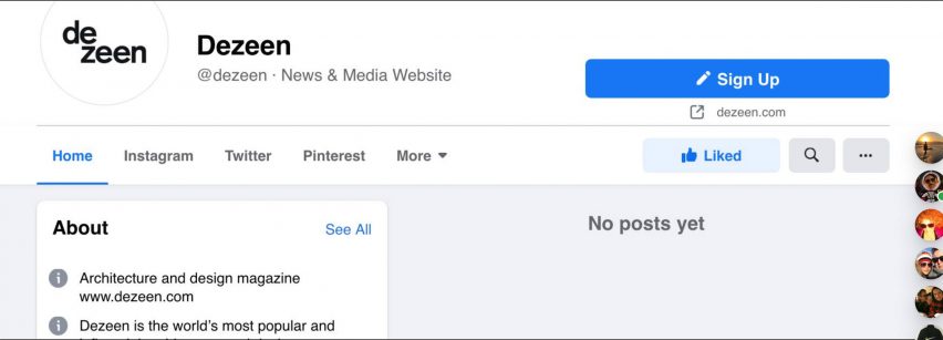 Dezeen banned on Facebook in Australia