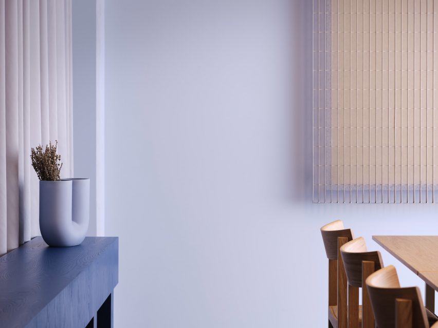 Pale blue meeting room