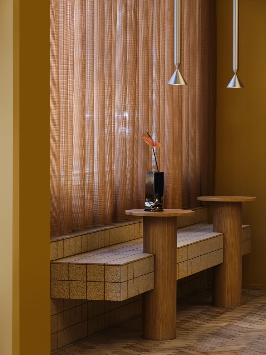 Ceramic tiles in mustard yellow