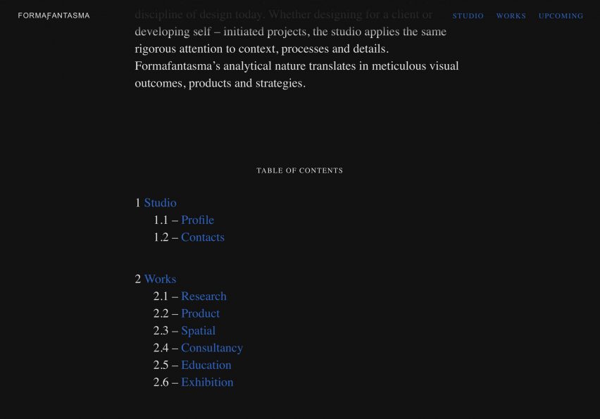 The website in dark mode