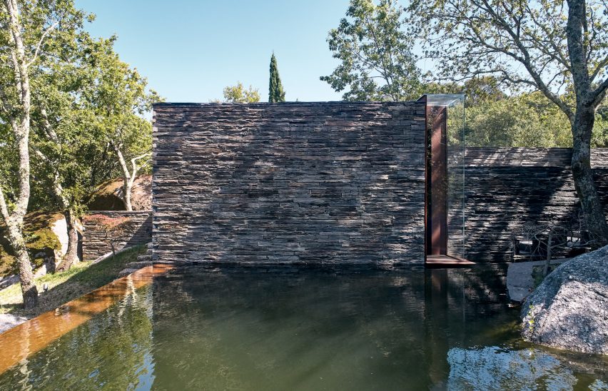 The slate exterior of a meditation room by Nicholas Burns