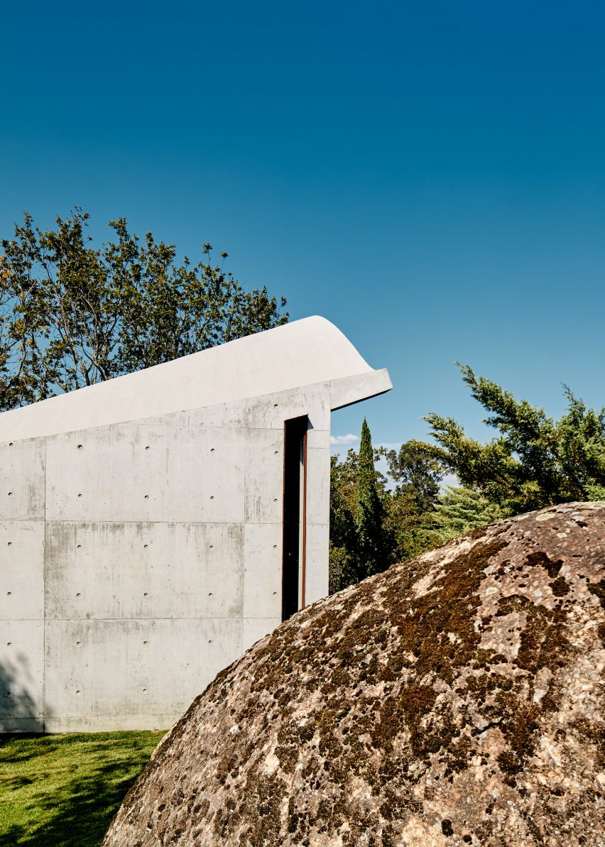 The concrete exterior of the Chapel and Meditation Room