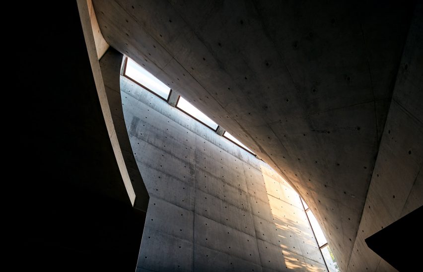 The concrete ceiling of chapel