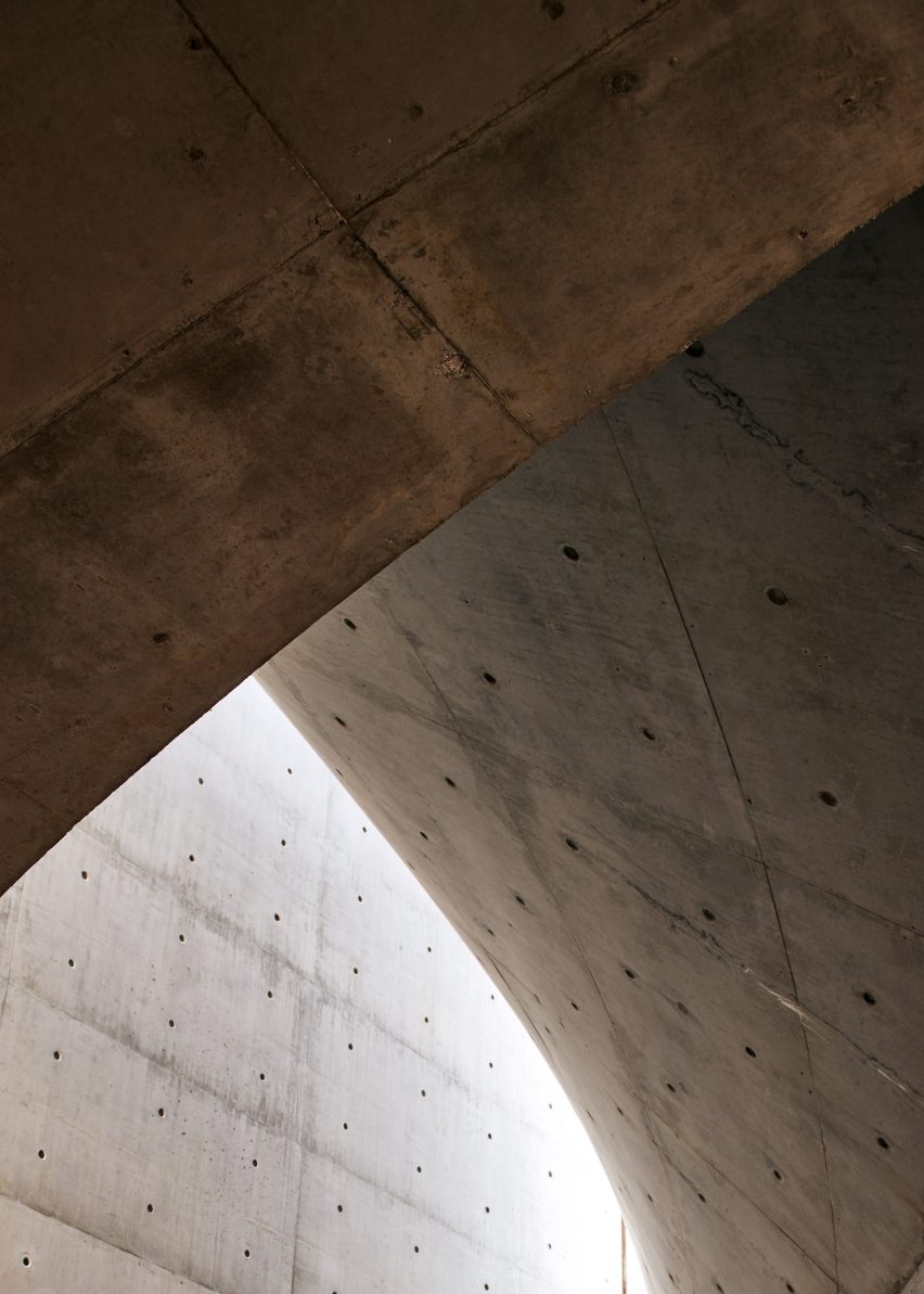 The concrete ceiling of chapel