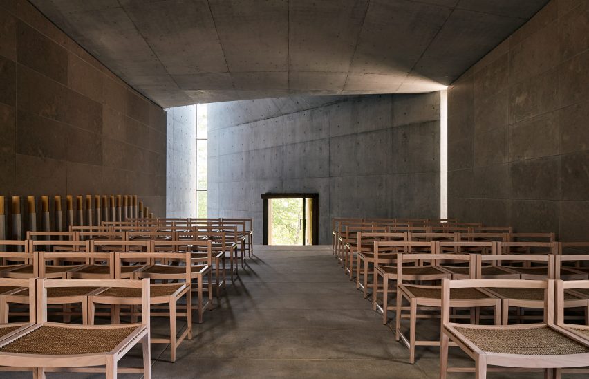 The concrete nave of a chapel