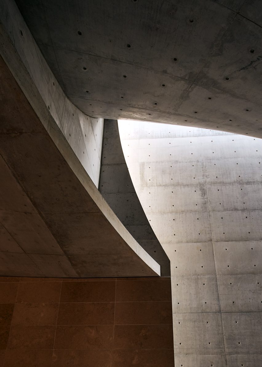 Concrete interiors of a chapel by Nicholas Burns
